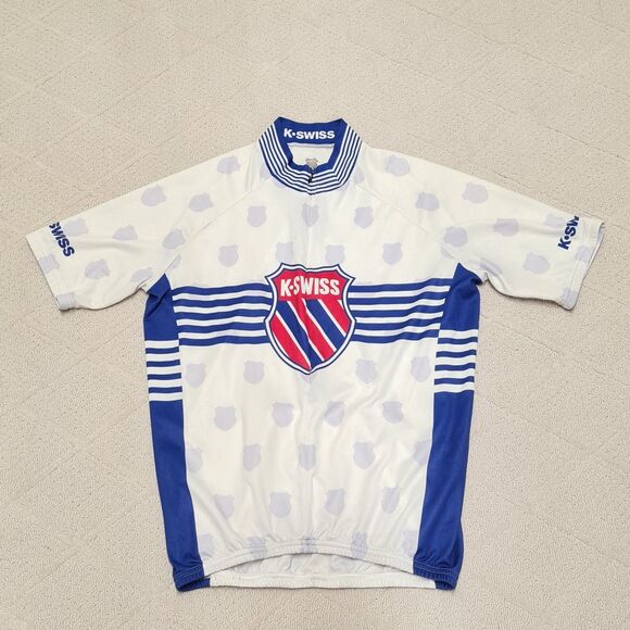 K-Swiss Cycling Jersey Top Men's LARGE Short Sleeve 1/4 Zip Activewear - Picture 1 of 6